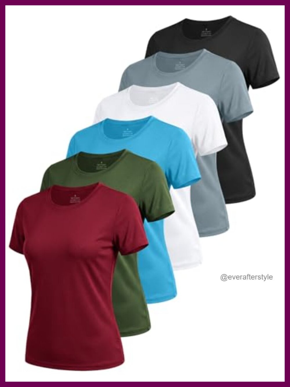 6 Pack Workout Tops Women Short Sleeve Quick Dry Athletic T-Shirts